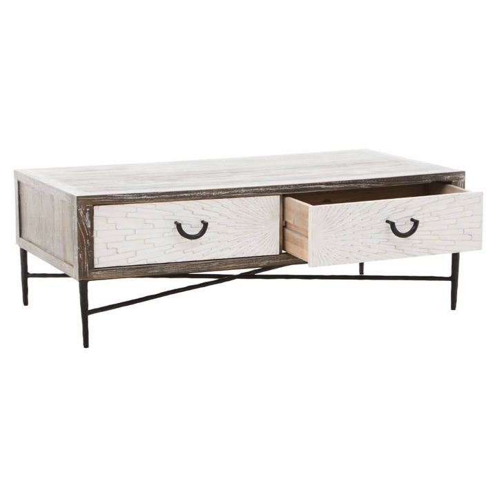 2 Drawer Coffee Table- Milan- Recycled Elm Wood
