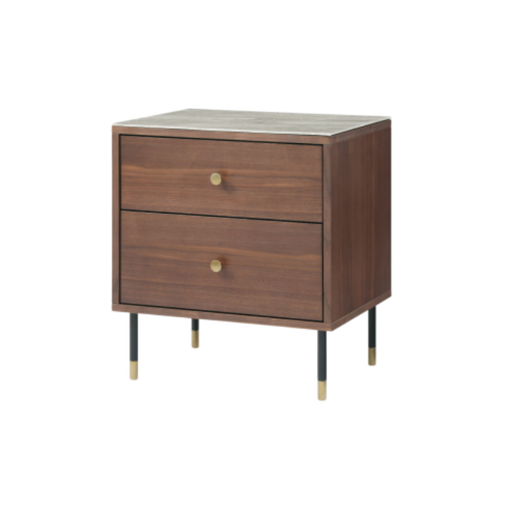 Bedside Table- Willow Double Drawer- Angle