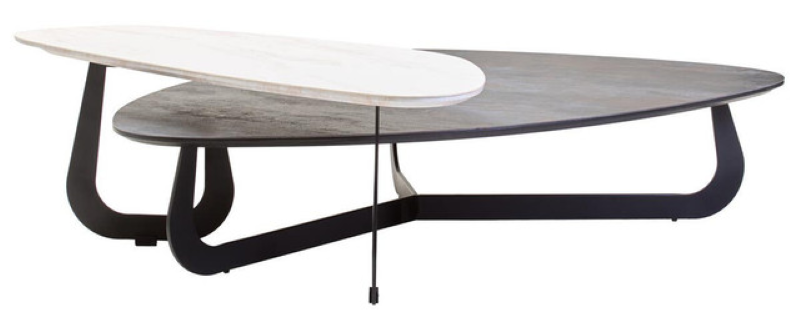 Coffee Table- Imperia 2 Tier Large Asymmetrical Ceramic