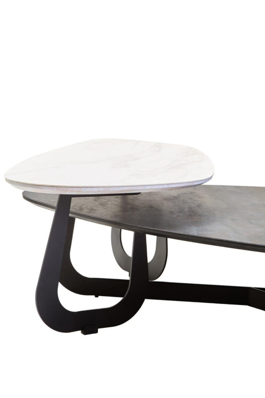 Coffee Table- Imperia 2 Tier Large Asymmetrical Ceramic