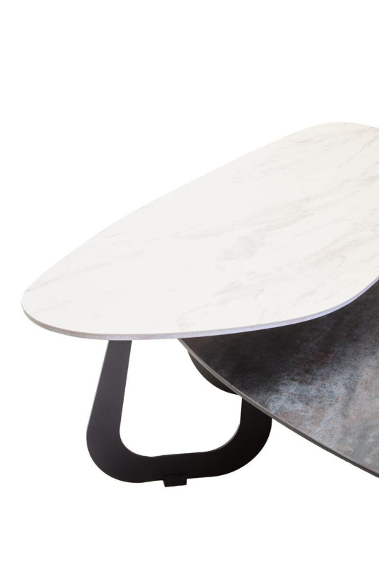 Coffee Table- Imperia 2 Tier Large Asymmetrical Ceramic