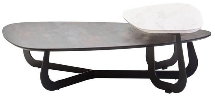 Coffee Table- Imperia 2 Tier Large Asymmetrical Ceramic