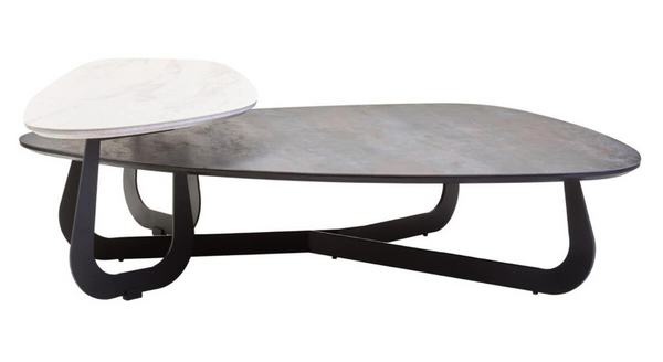 Coffee Table- Imperia 2 Tier Large Asymmetrical Ceramic