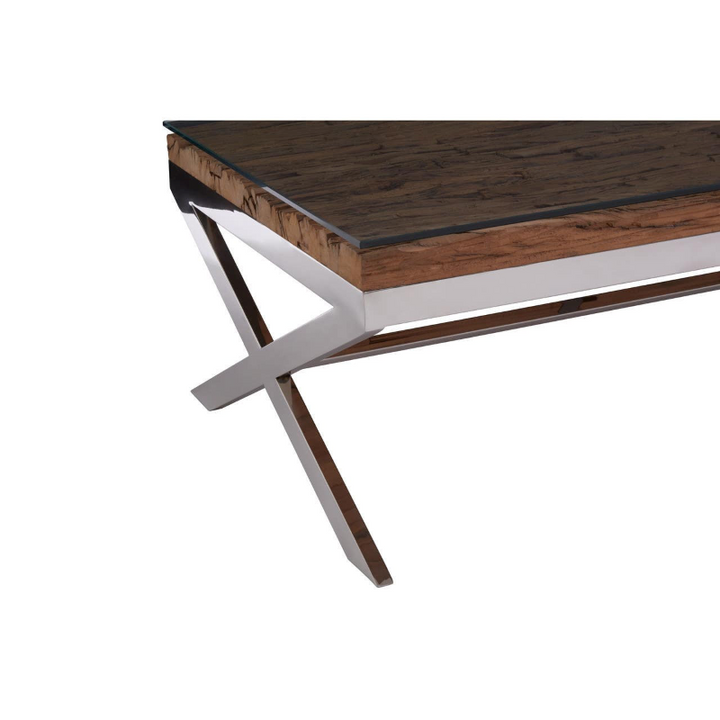 Coffee Table- Kerala Natural With Cross Base