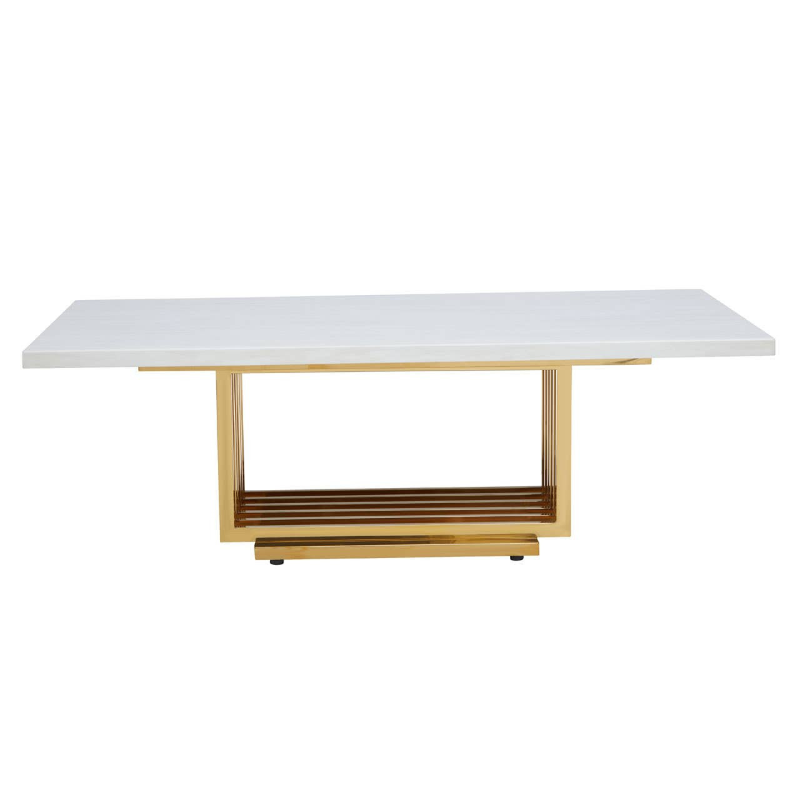 Coffee Table- Moda Ivory White Faux Marble With Gold Finished Frame