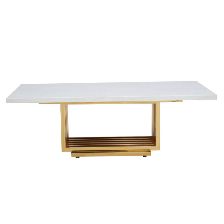 Coffee Table- Moda Ivory White Faux Marble With Gold Finished Frame