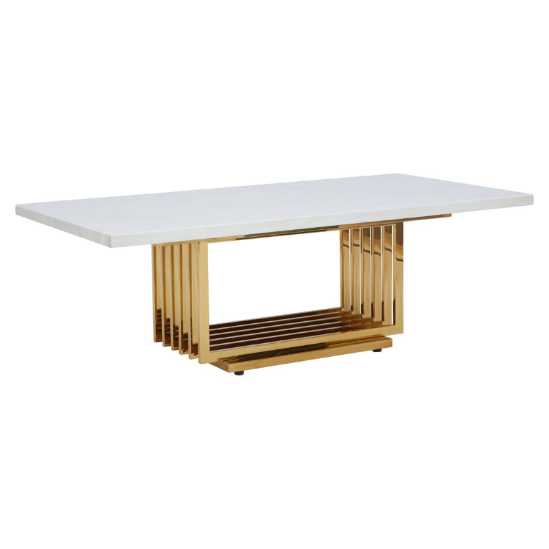 Coffee Table- Moda Ivory White Faux Marble With Gold Finished Frame