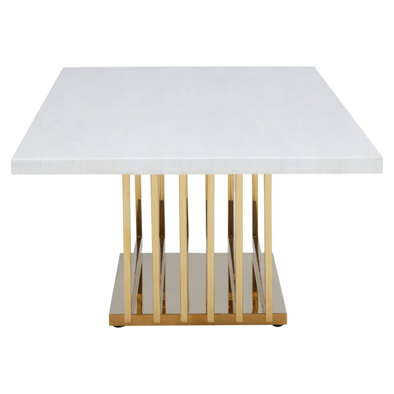 Coffee Table- Moda Ivory White Faux Marble With Gold Finished Frame