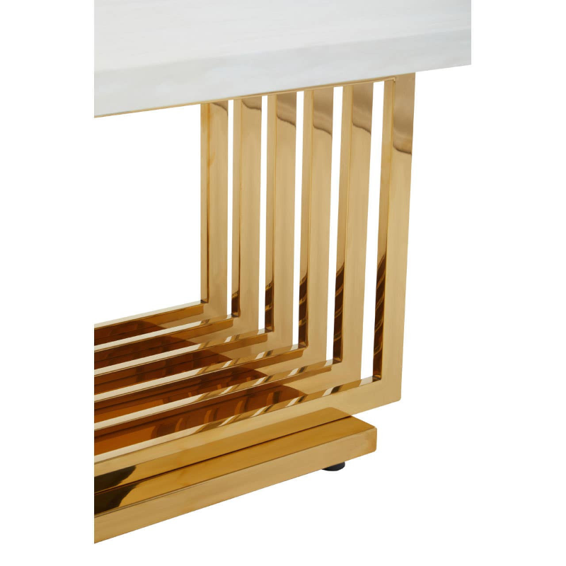 Coffee Table- Moda Ivory White Faux Marble With Gold Finished Frame