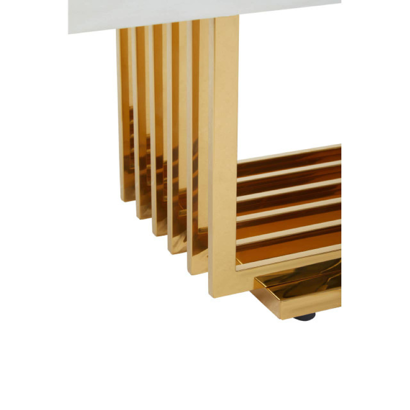 Coffee Table- Moda Ivory White Faux Marble With Gold Finished Frame