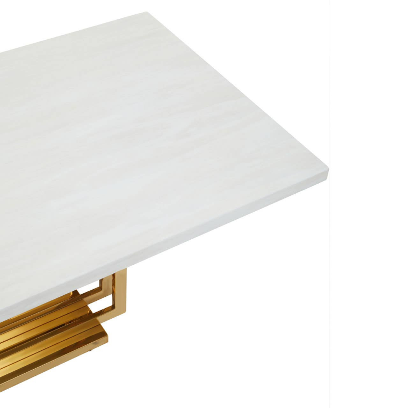 Coffee Table- Moda Ivory White Faux Marble With Gold Finished Frame