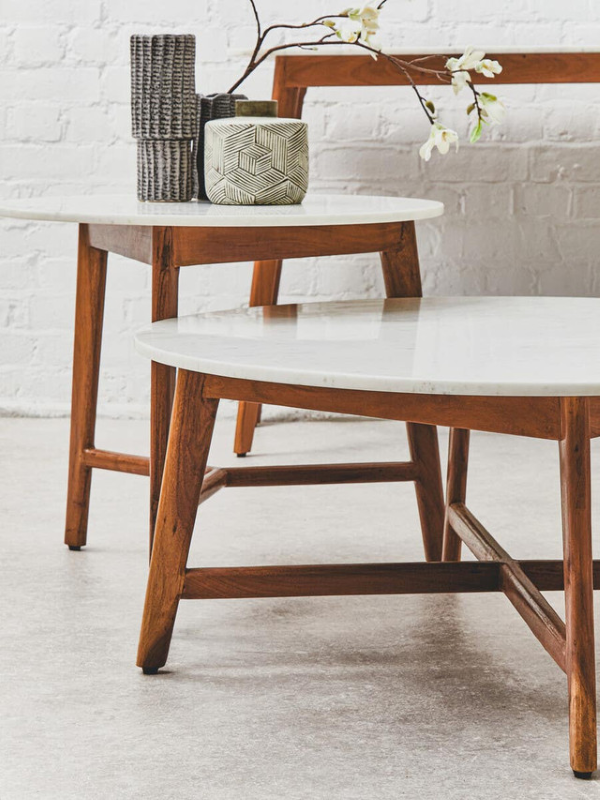 Coffee Table- Myan in White Marble