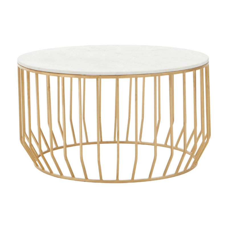 Coffee Table- Pali in White Marble And Gold