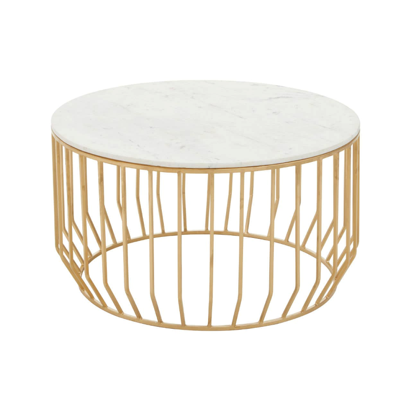 Coffee Table- Pali in White Marble And Gold