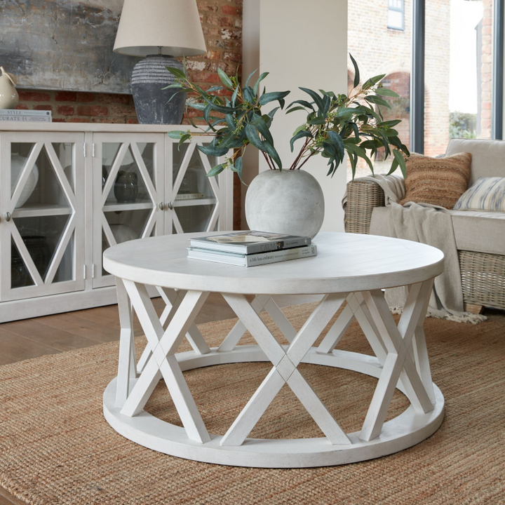 Coffee Table- Stamford Plank Circle- Lifestyle