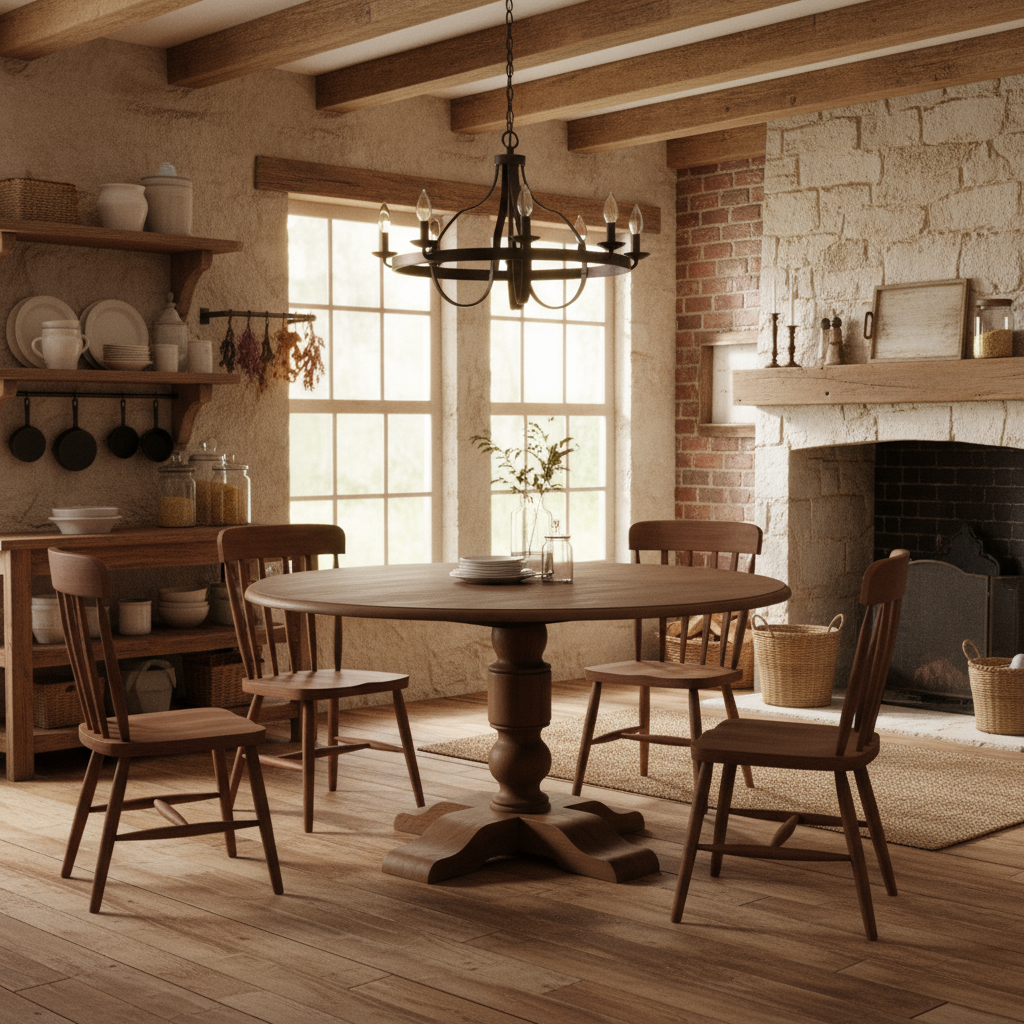 Dark Oak Wood Round Dining Table- Parkside