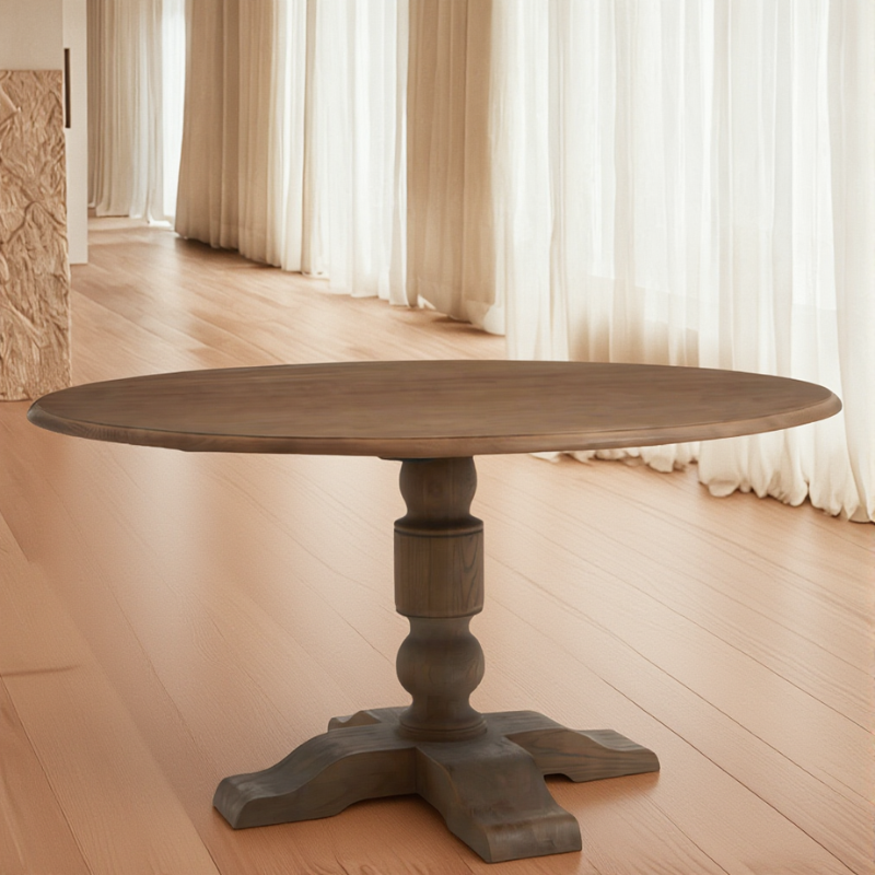 Dark Oak Wood Round Dining Table- Parkside