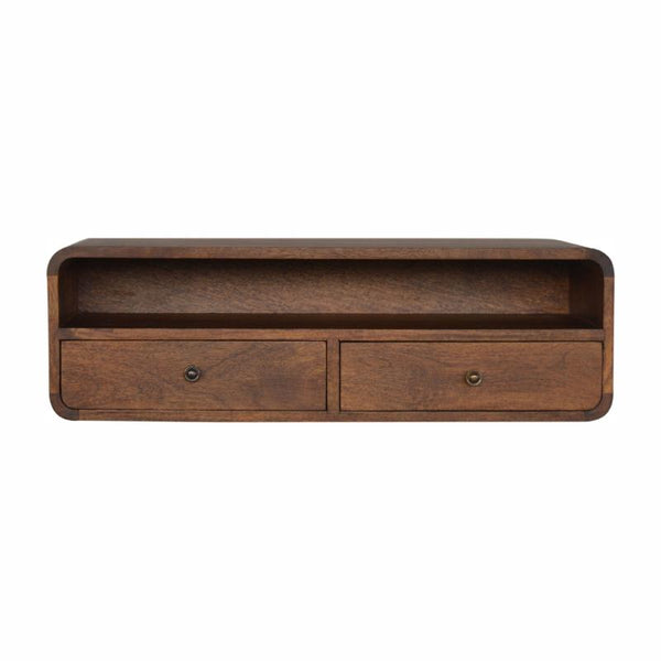 Floating Open Console Table in Chestnut