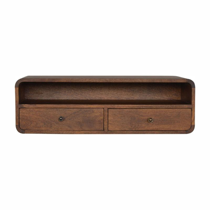 Floating Open Console Table in Chestnut