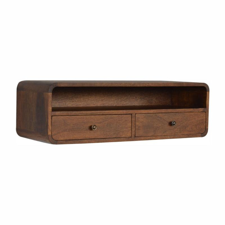 Floating Open Console Table in Chestnut