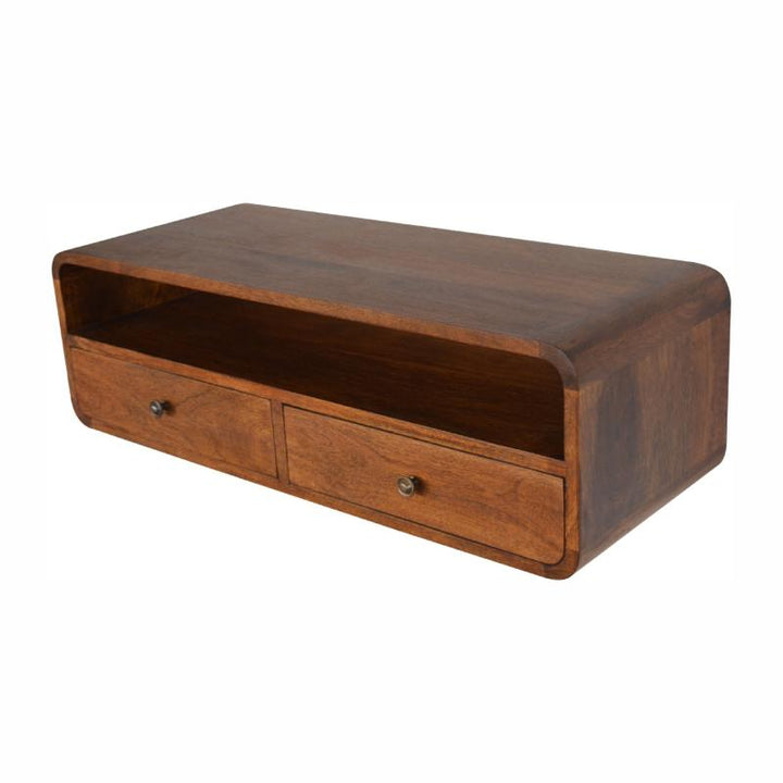 Floating Open Console Table in Chestnut