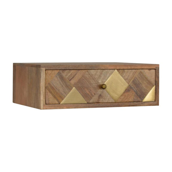 Bedside Table- Wall Mounted Brass Inlay