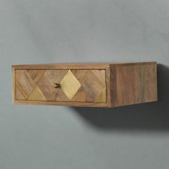 Bedside Table- Wall Mounted Brass Inlay