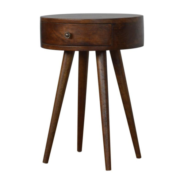 Circular Bedside Table- Nordic in Chestnut