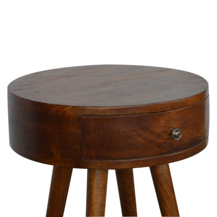 Circular Bedside Table- Nordic in Chestnut