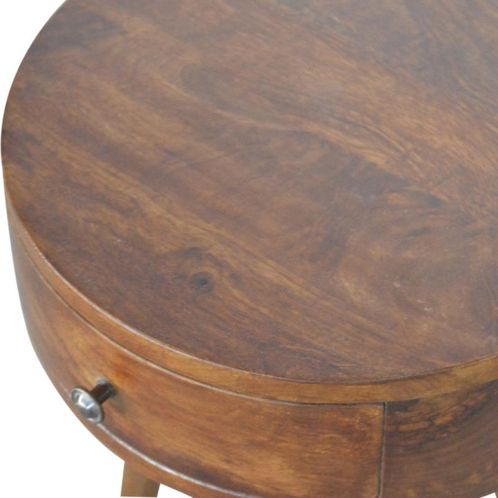 Circular Bedside Table- Nordic in Chestnut