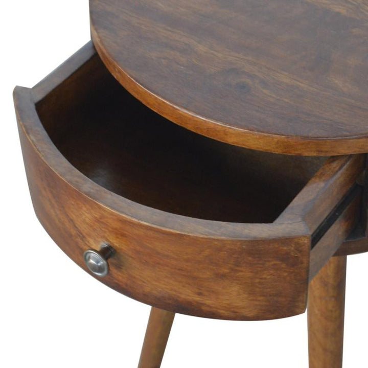 Circular Bedside Table- Nordic in Chestnut