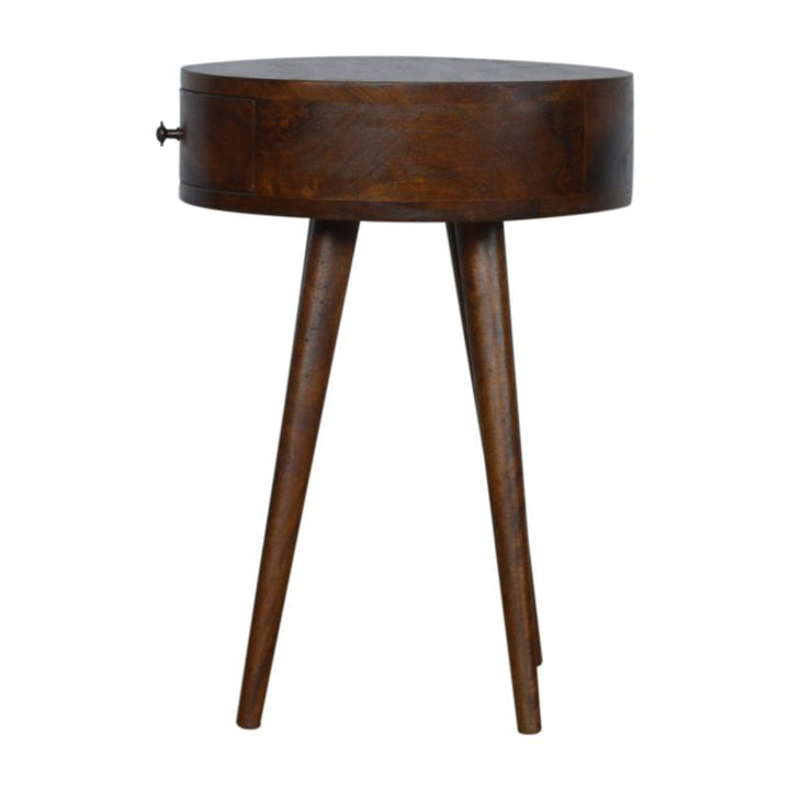 Circular Bedside Table- Nordic in Chestnut