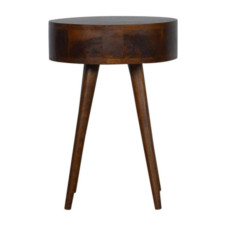 Circular Bedside Table- Nordic in Chestnut