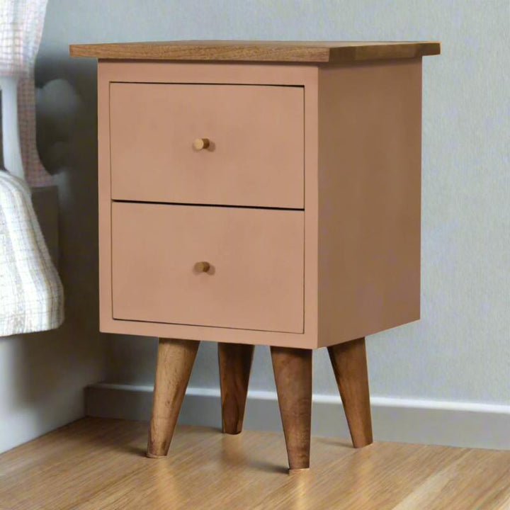 Bedside Table- Blush Pink Hand Painted