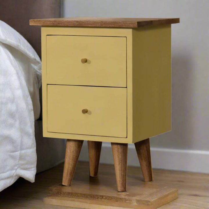 Bedside Table- Hand Painted in Yellow