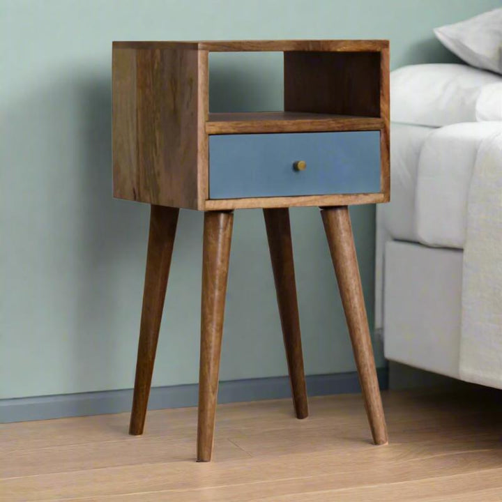 Mini Bedside Table- Hand Painted in Blue