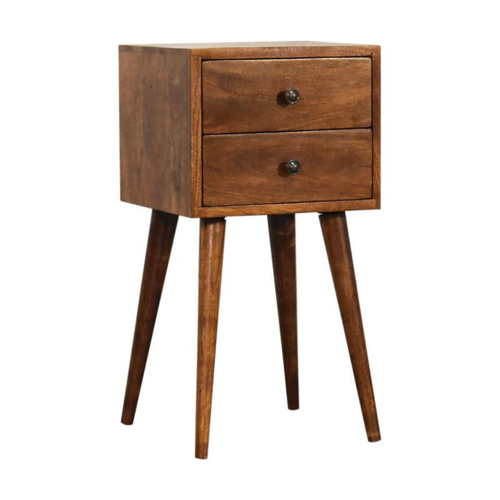 Chestnut Bedside Table- Mini 2 Drawer