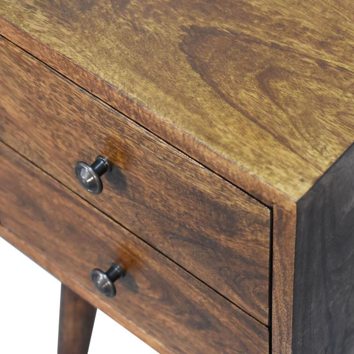 Chestnut Bedside Table- Mini 2 Drawer