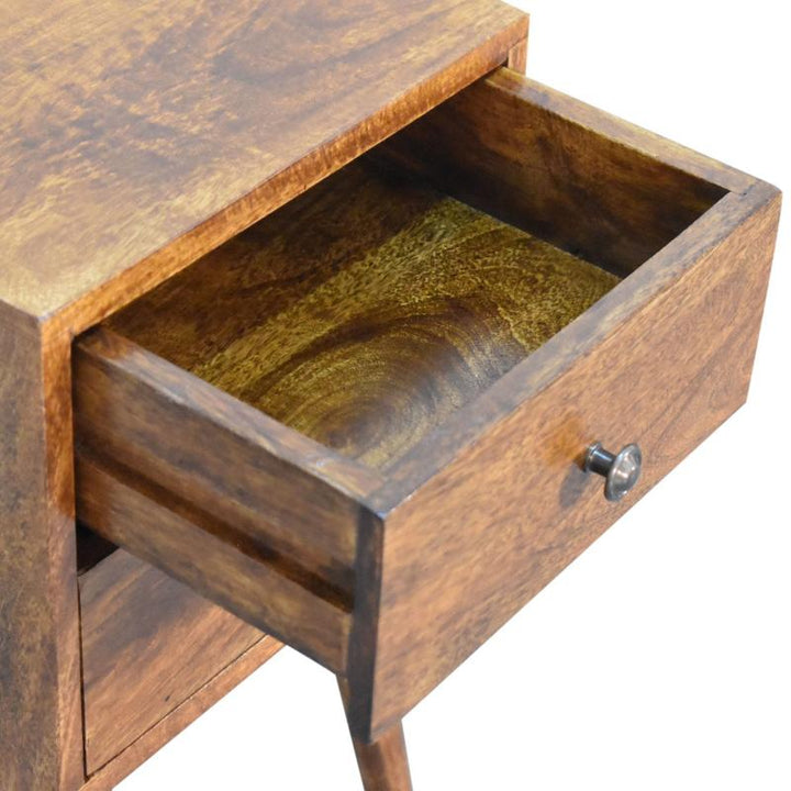 Chestnut Bedside Table- Mini 2 Drawer