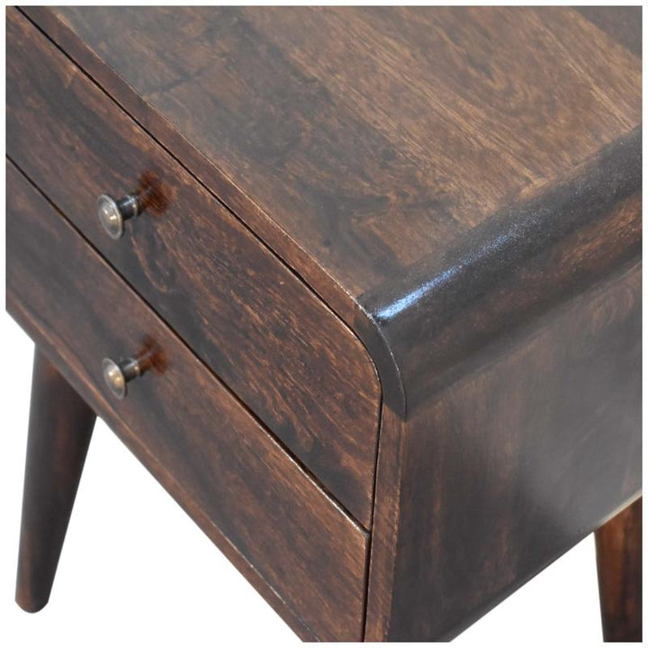 Bedside Table- Curved Dark- Walnut