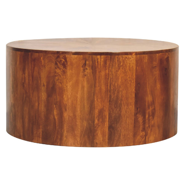 Round Wooden Coffee Table- Chestnut