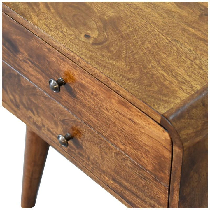 Curved Bedside Table- Chestnut