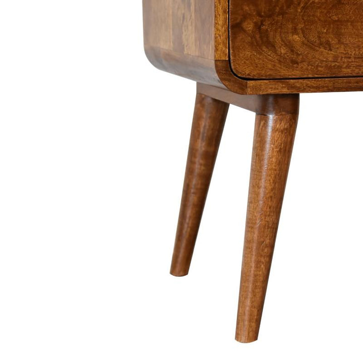 Curved Bedside Table- Chestnut