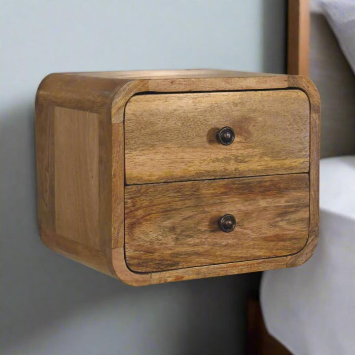 Floating Bedside Table- Mini Curve Oak-ish