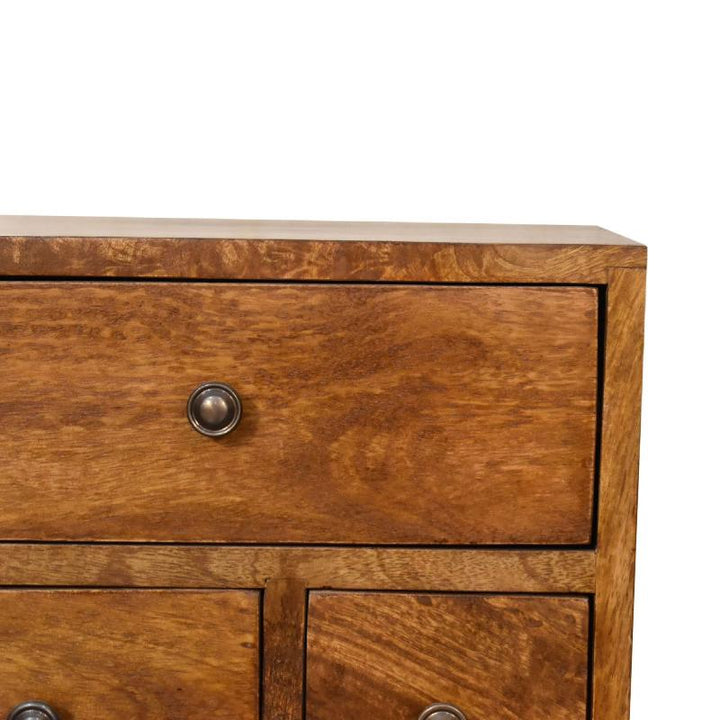 Bedside Table- 4 Drawer- Multi Chestnut