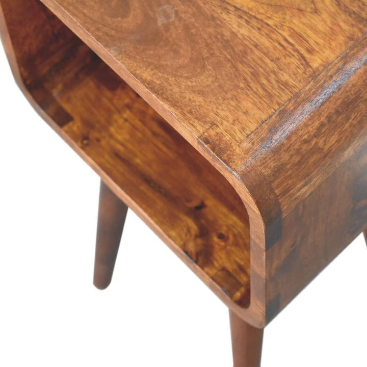 Open Bedside Table- Mini Chestnut Curved