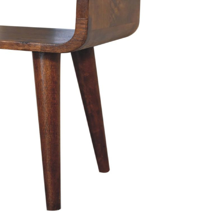 Open Bedside Table- Mini Chestnut Curved