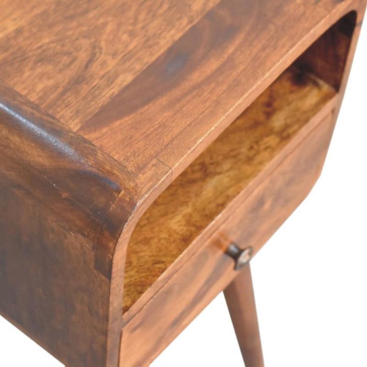 Open Bedside Table- Mini Chestnut Curve