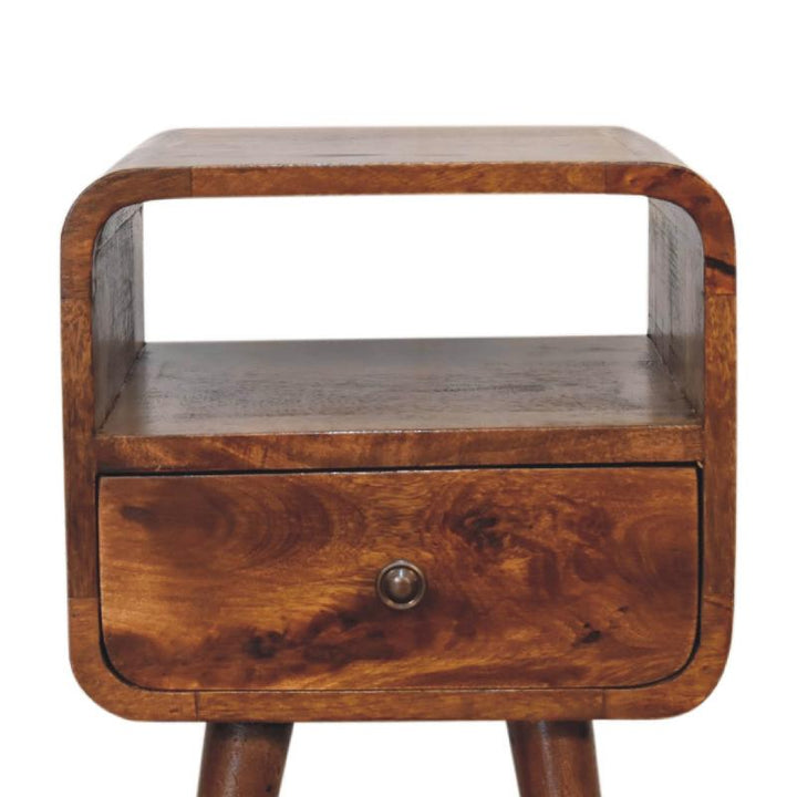 Open Bedside Table- Mini Chestnut Curve