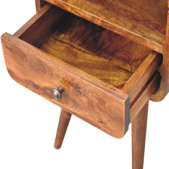 Open Bedside Table- Mini Chestnut Curve